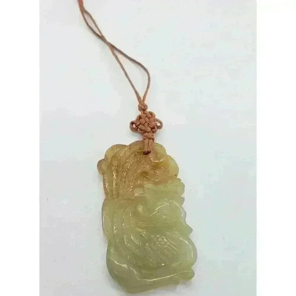 Vintage Jade Hand Carved necklace Pendant Necklace Peacock Beauty Luck Symbol - Picture 7 of 16